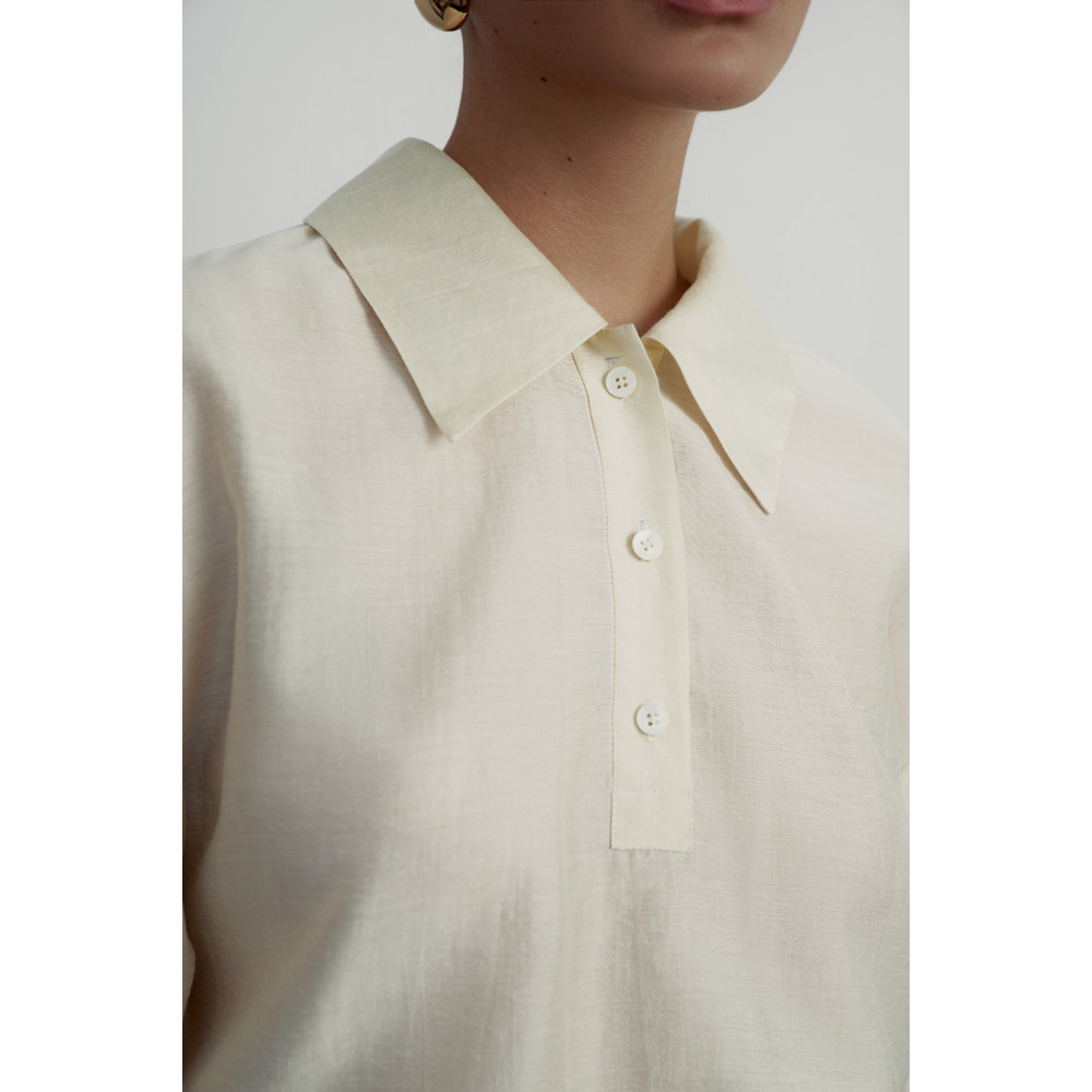 Блуза поло перламутрово-бежевая New