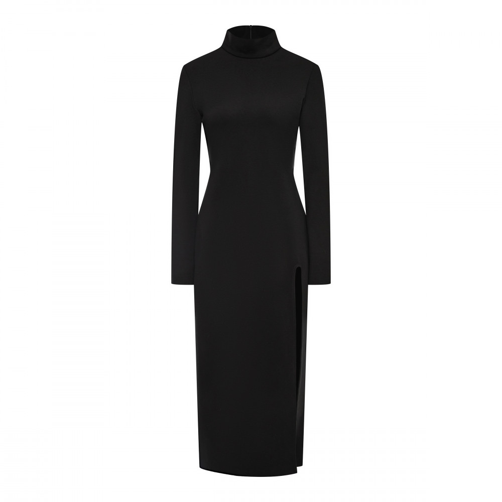 Платье из джерси с разрезом черное