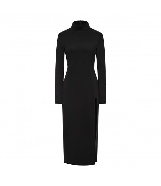 Платье из джерси с разрезом черное