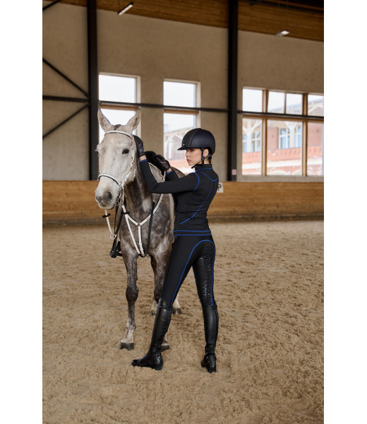 Бриджи для верховой езды (Чёрные c синим)