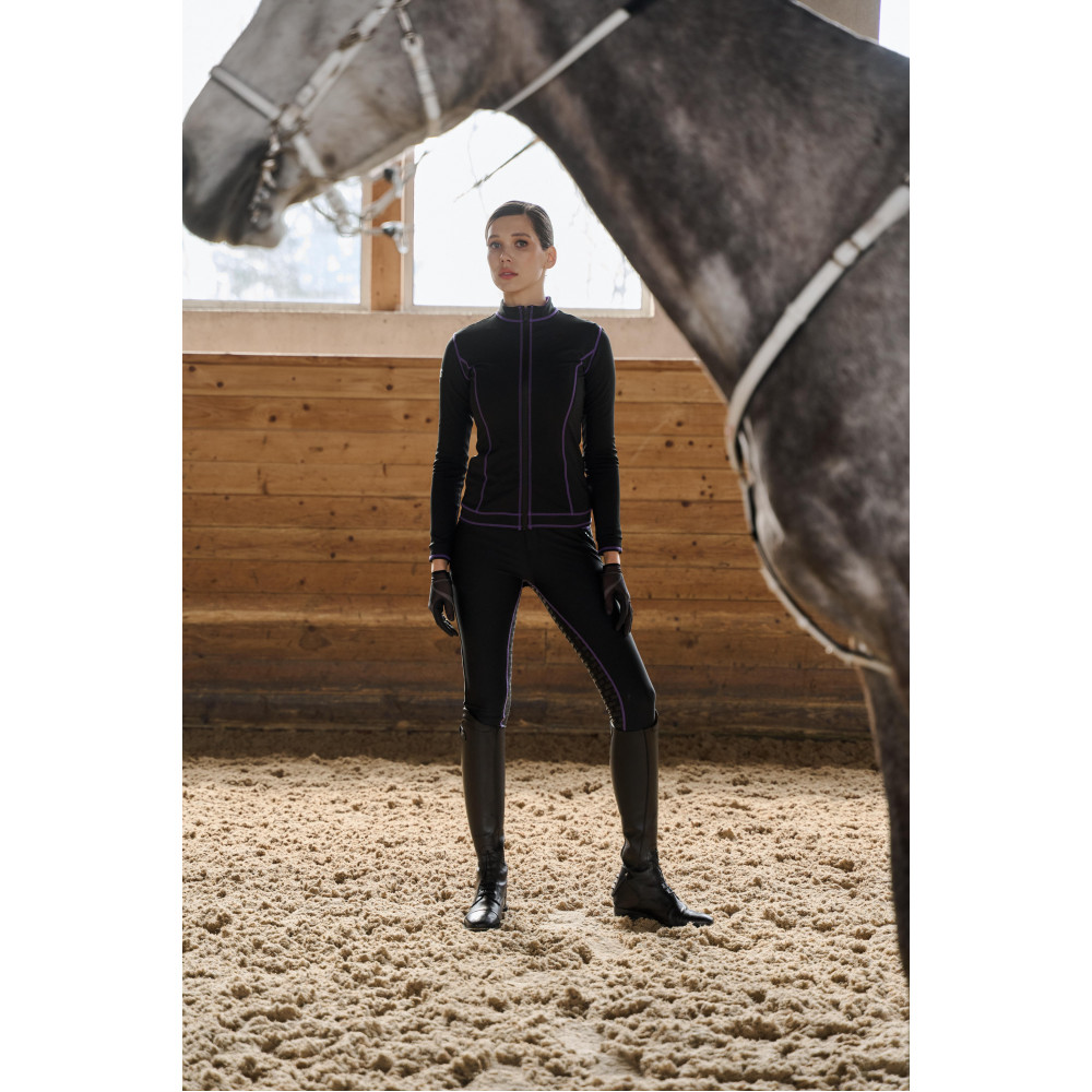 Бриджи для верховой езды (Чёрные c фиолетовым)