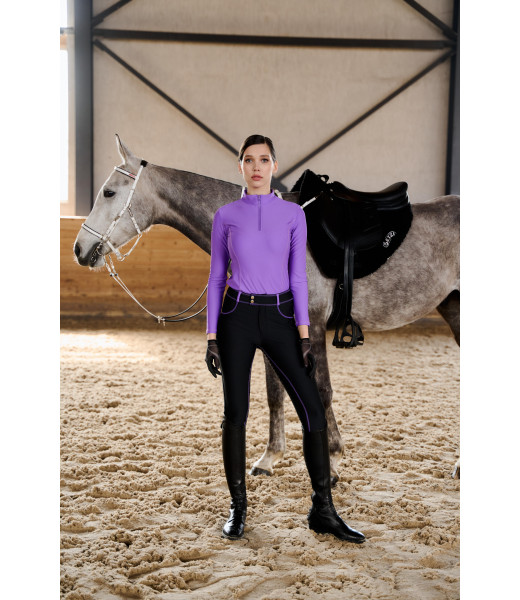 Бриджи для верховой езды (Чёрные c фиолетовым)