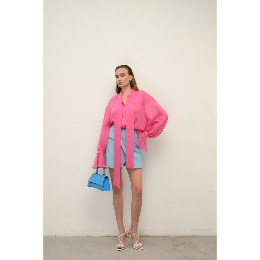 Юбка с запахом голубая 