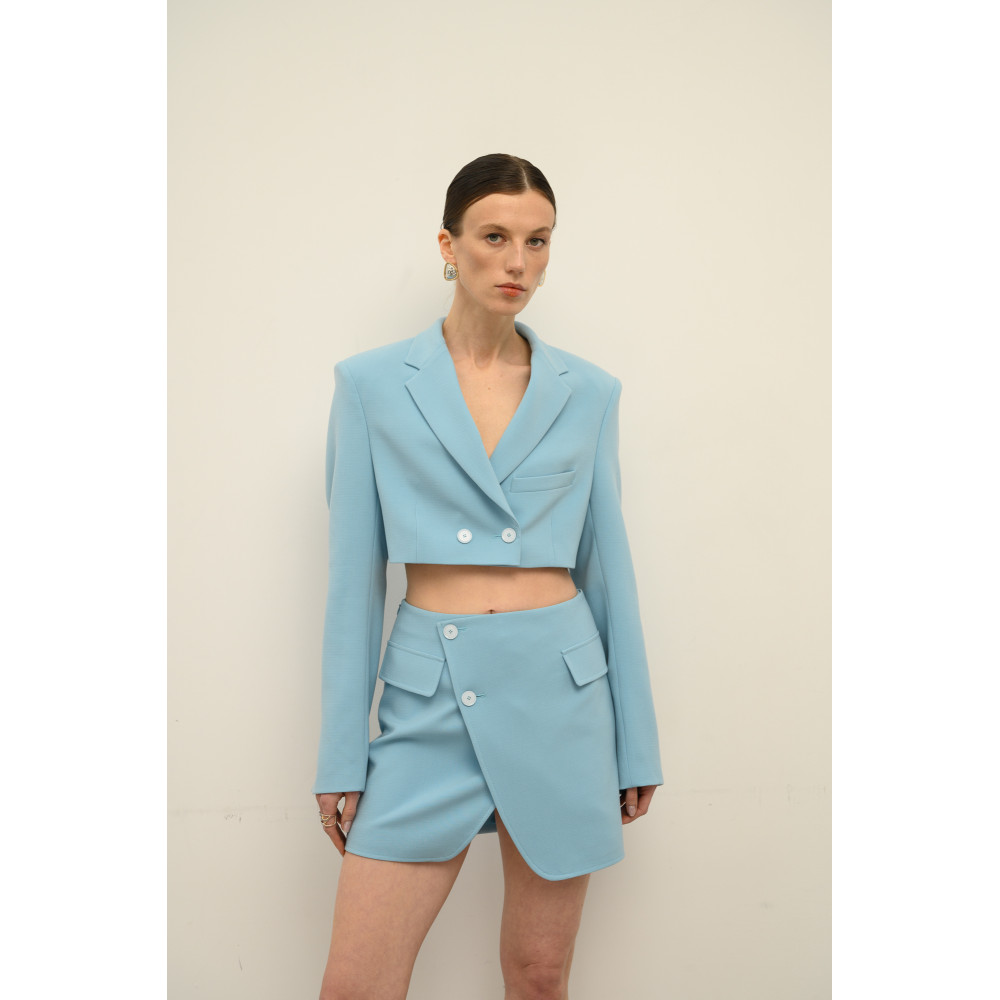 Юбка с запахом голубая 