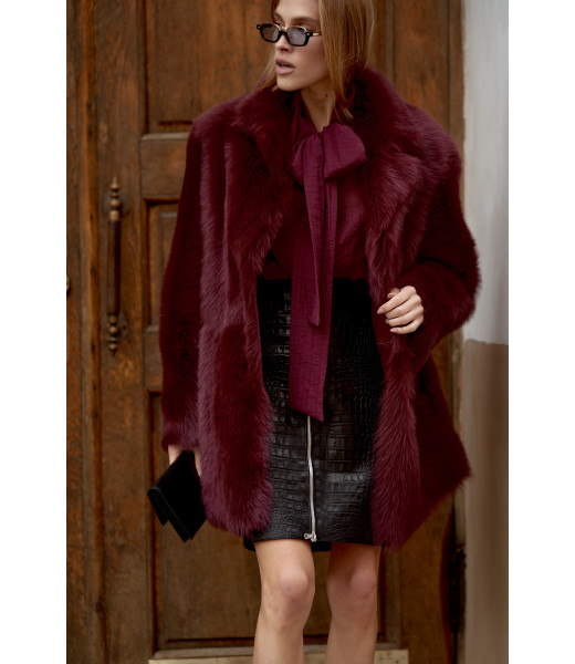 1. Шуба бордо двухсторонняя