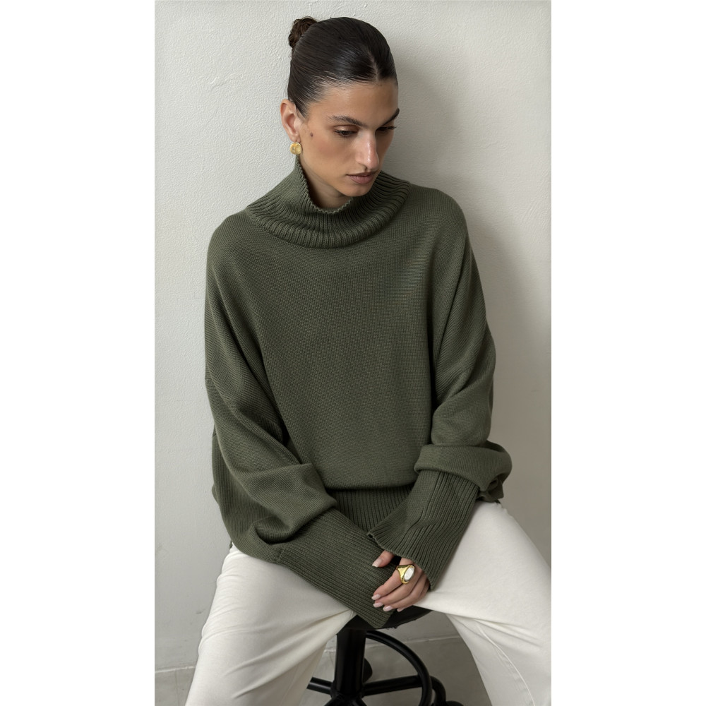 Джемпер оверсайз меринос темно-зеленый