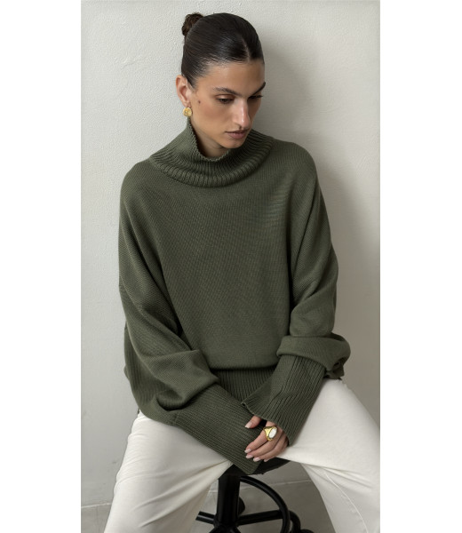 Джемпер оверсайз меринос темно-зеленый