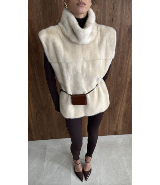 1. Манишка из натурального меха норки, пастель Limited Edition