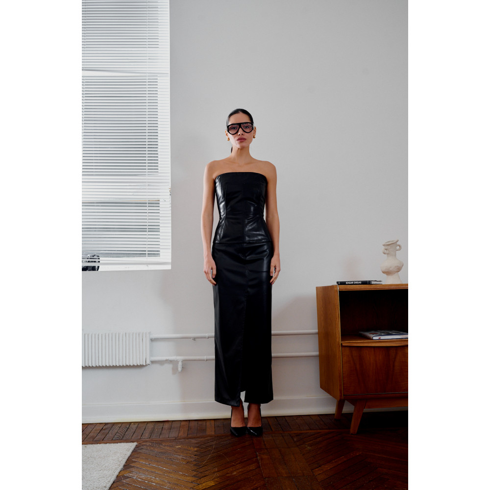 1. Корсет натуральная кожа черный