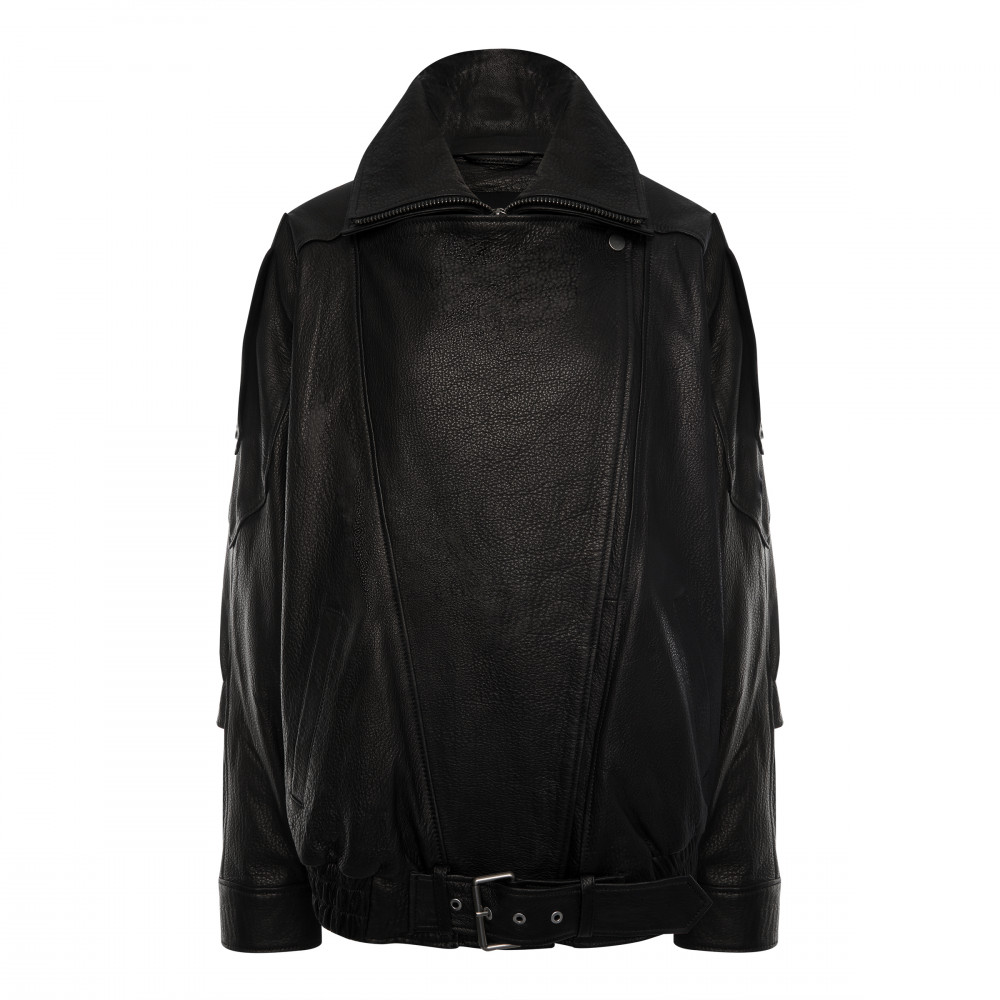 Куртка из кожи, черная