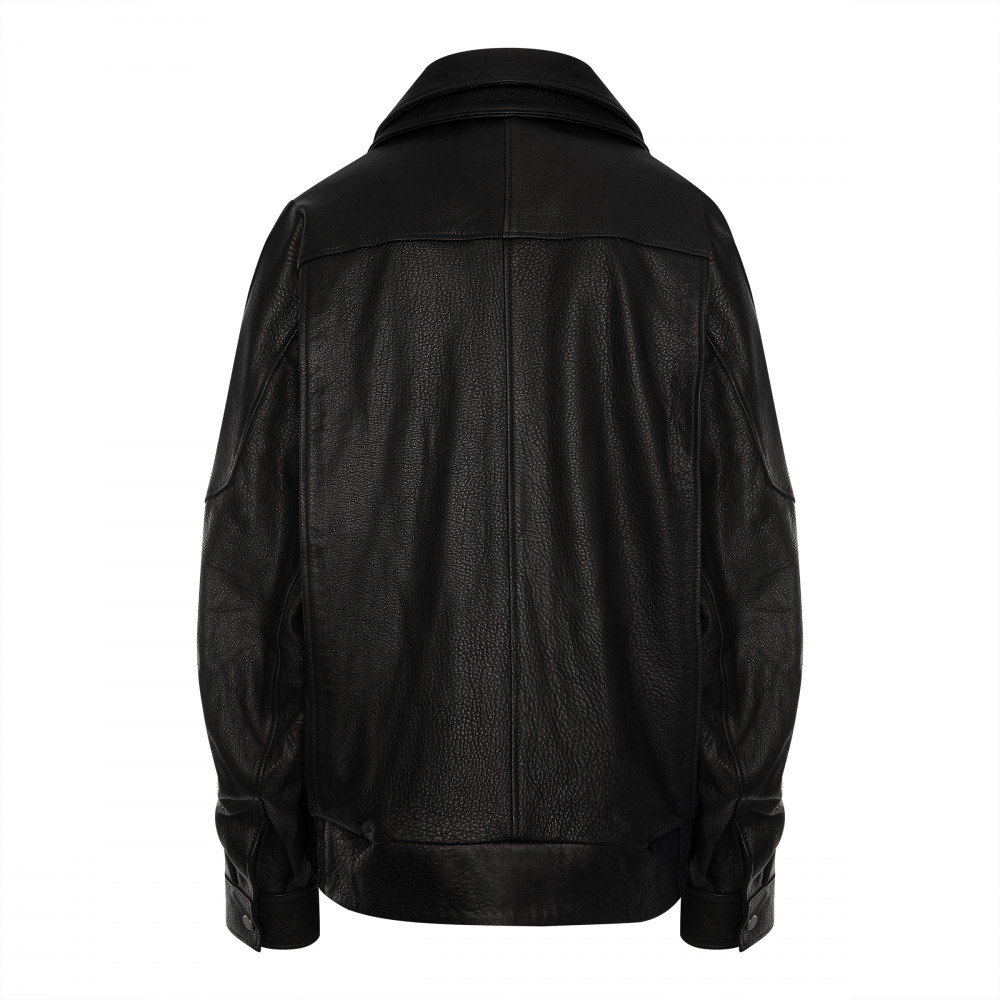 Куртка из кожи, черная