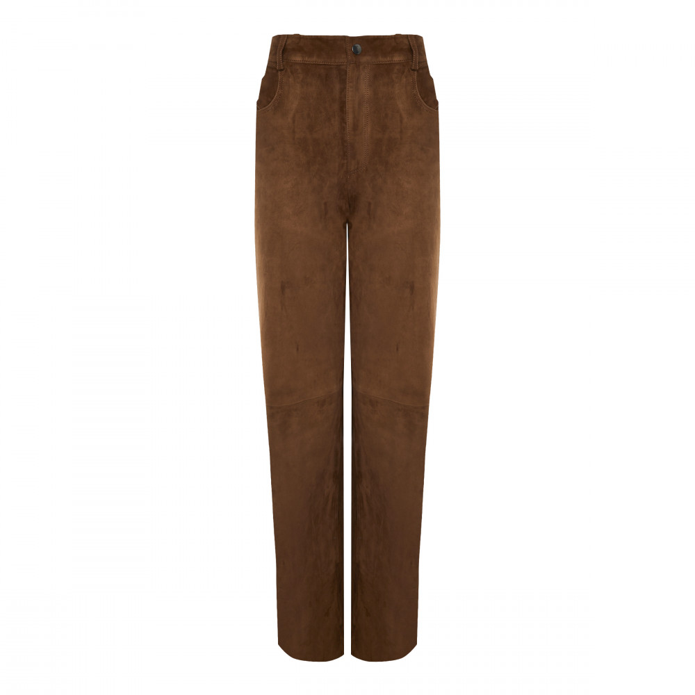 Брюки из замши, кэмел